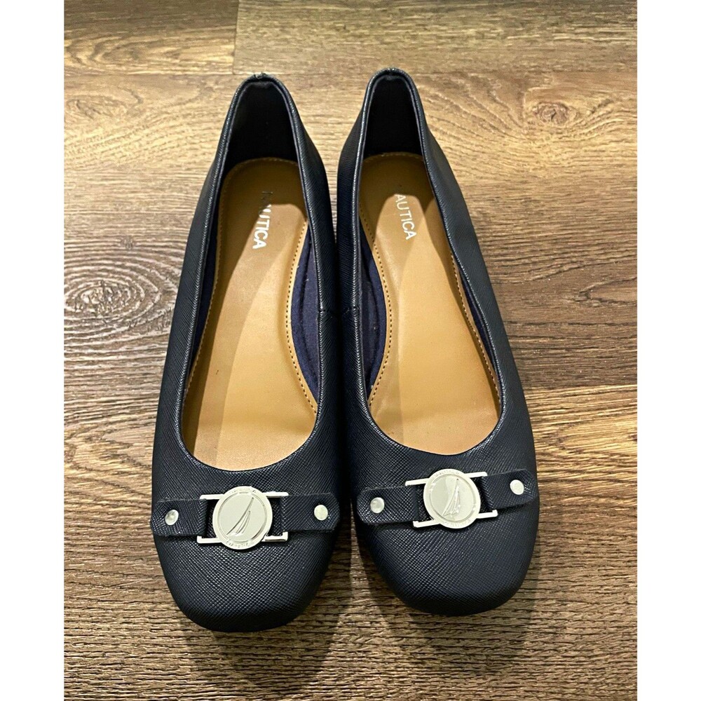 Nautica Pembina Womens Blue Canvas Slip On Comfort Flats Round Toe Size 8